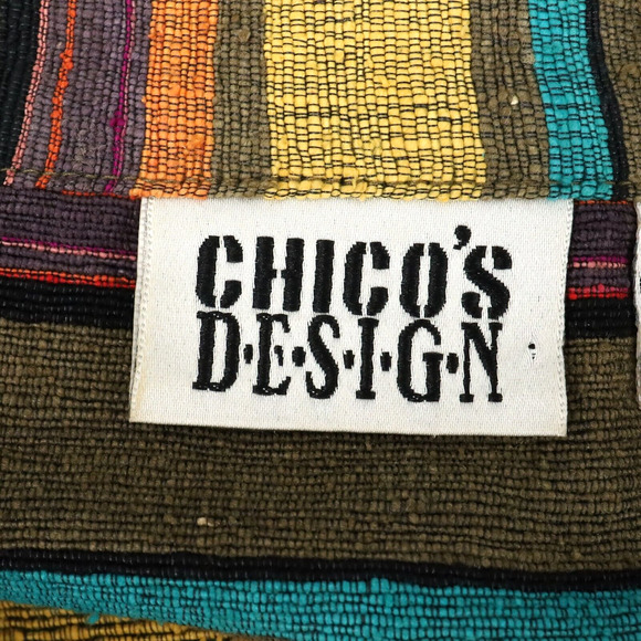 Chicos Design Jacket 1 Womens 8 Medium Silk Stripe Gold Green Shacket Vintage - Picture 3 of 14